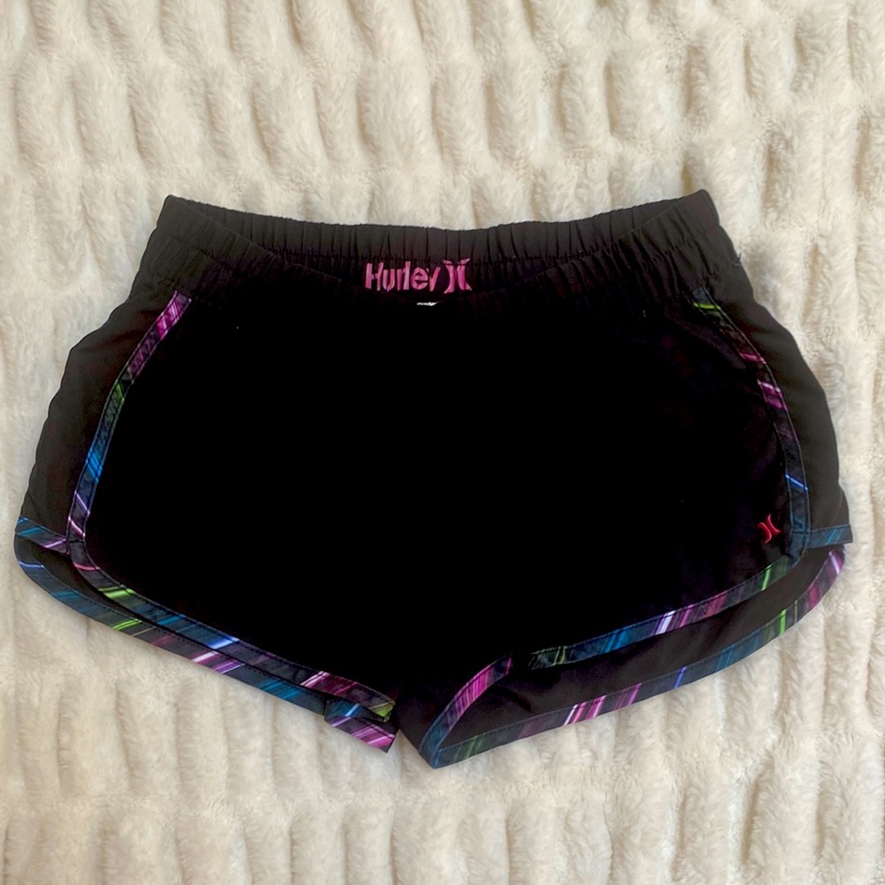 Hurley Shorts, Size Medium, black with colorful trim